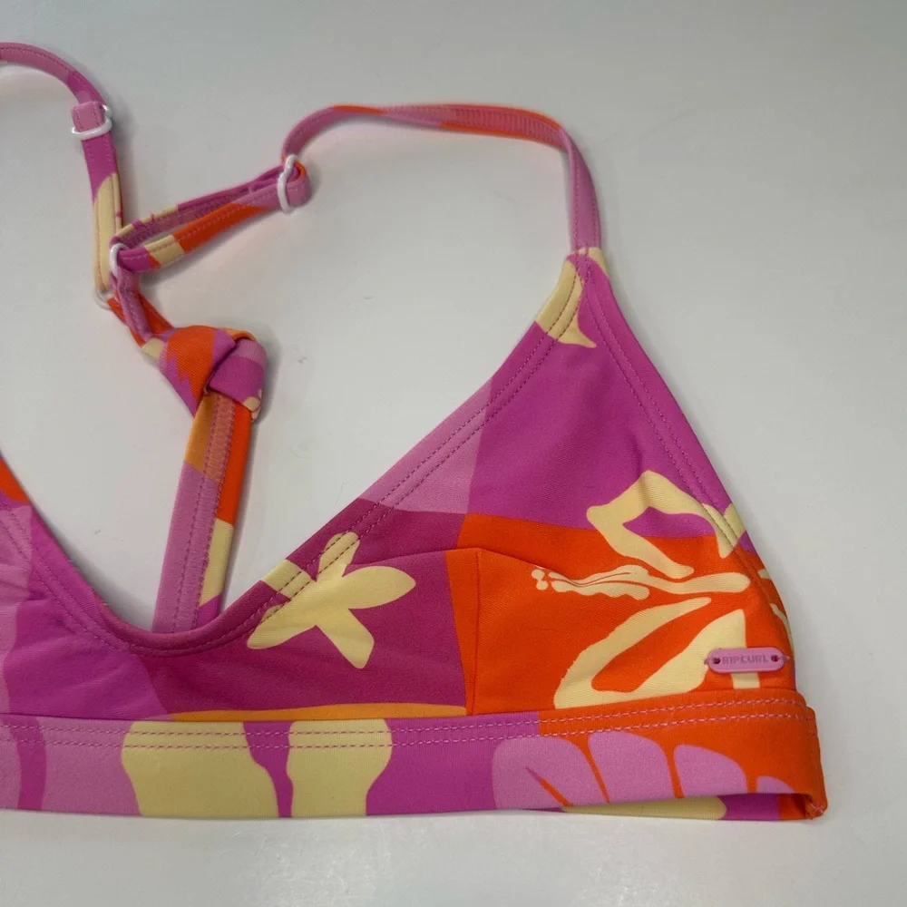 Rip Curl Bikini Tropical Dawn T Back Knot Purple Pink Orange NWT Girls Size 12